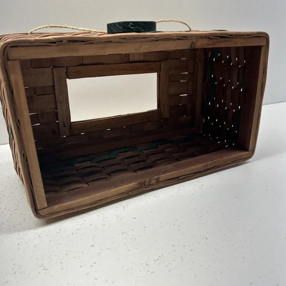 Longaberger Style‎ - Woven Wood Tissue Box Cover Heart Charm Basket Decor